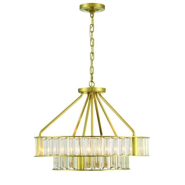 slide 2 of 9, Libby Langdon for Crystorama Farris 6 Light Aged Brass Chandelier - 24.5"W x 20"H x 24.5"D