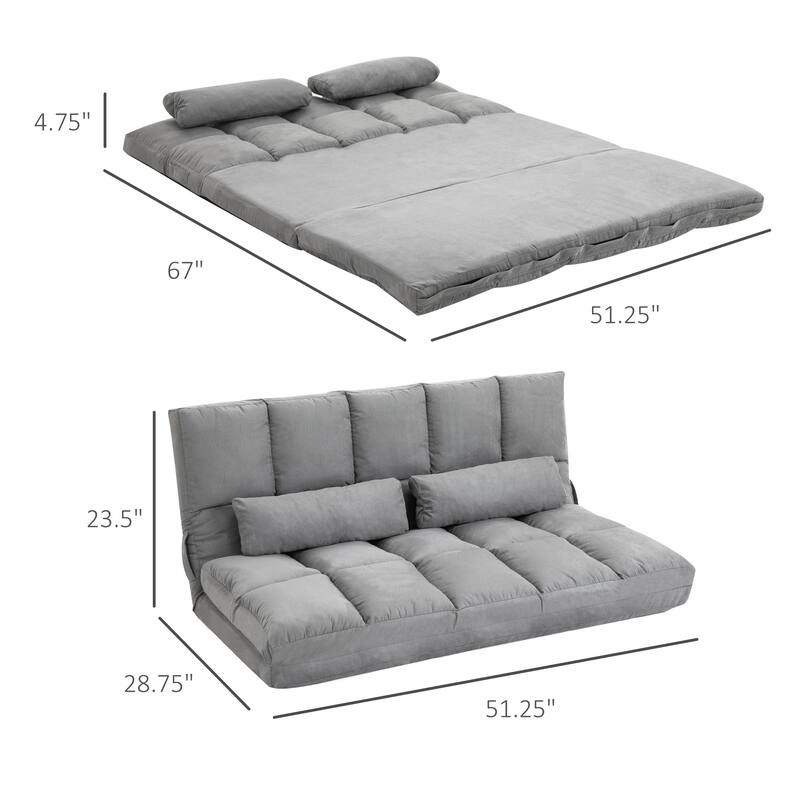 51.3" Folding Loveseat Chaise Lounge Chair
