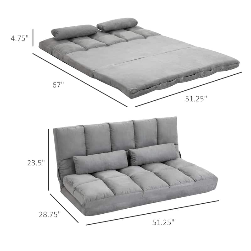 Light Gray 51.3" Folding Loveseat Chaise Lounge Chair