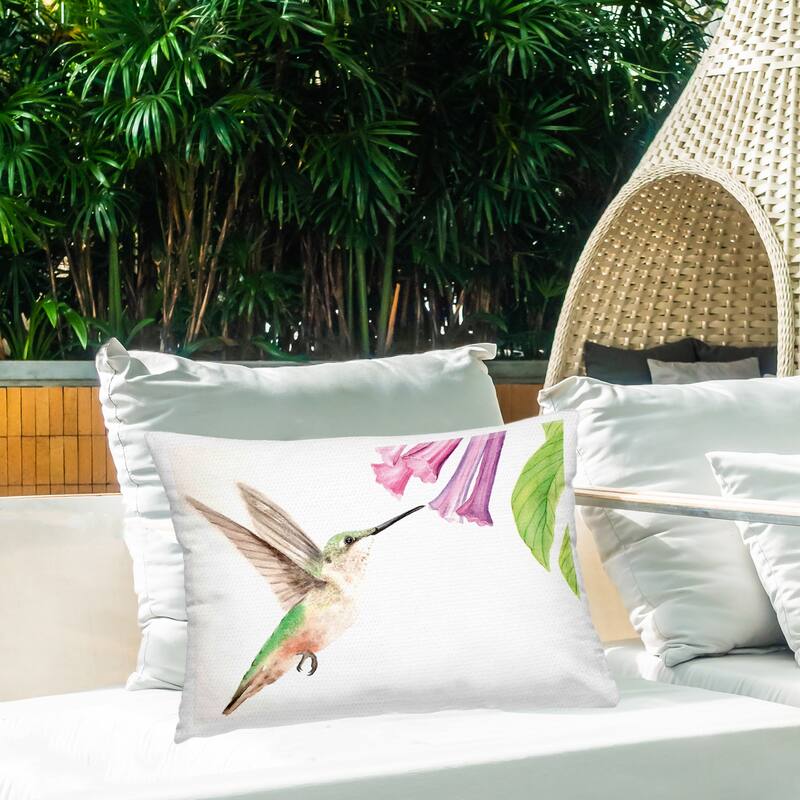 Stupell Hummingbird & Bluebell Flower Printed Outdoor Throw Pillow Design by Stephanie Fielden