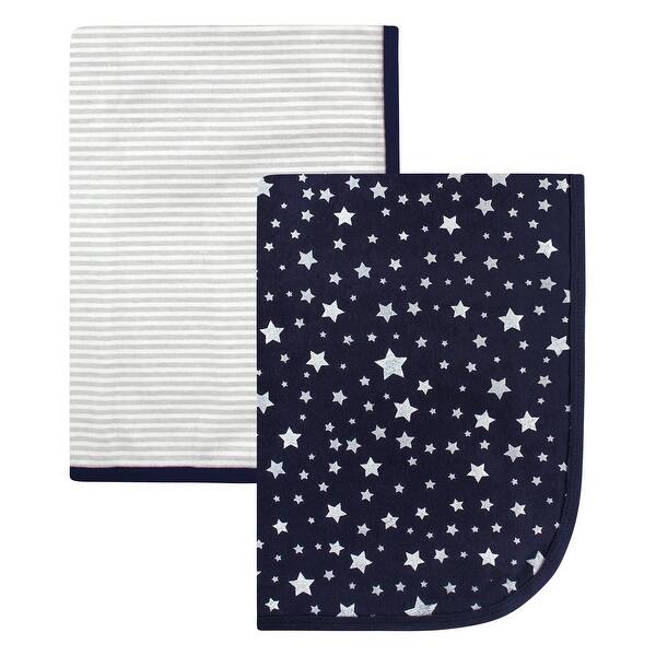 slide 1 of 1, Hudson Baby Infant Boy Cotton Swaddle Blankets, Silver Star, One Size - Silver Star - One Size One Size - Silver Star