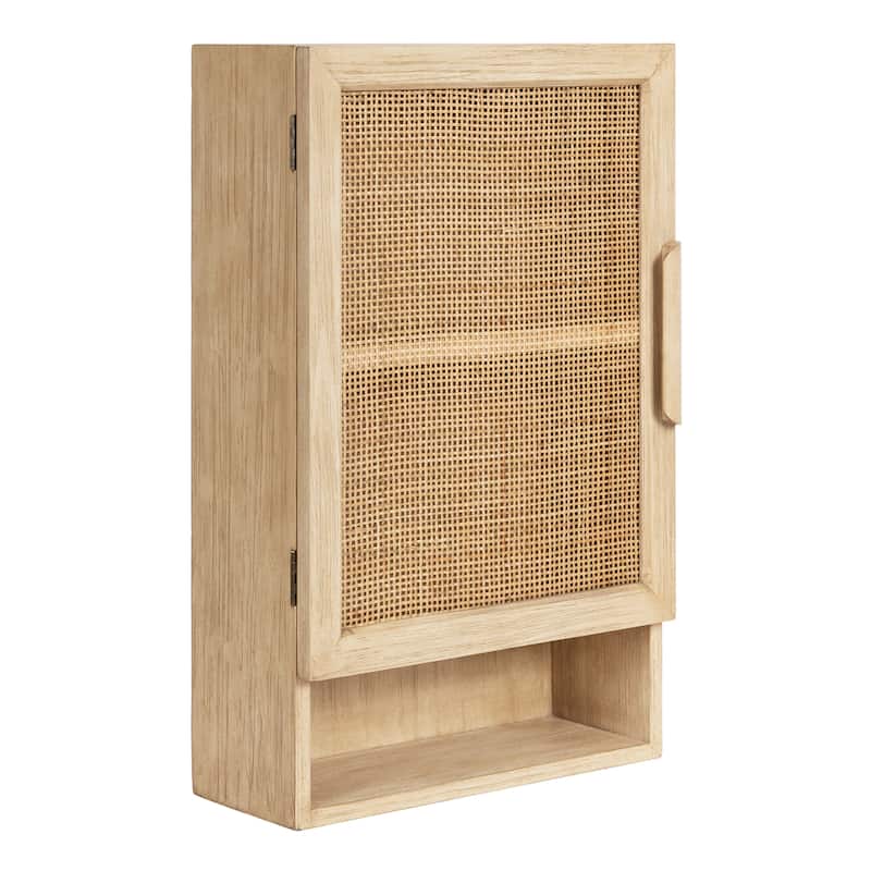 Kate and Laurel Ori Rattan Wall Cabinet with Cubby - 15x7x24 - Natural