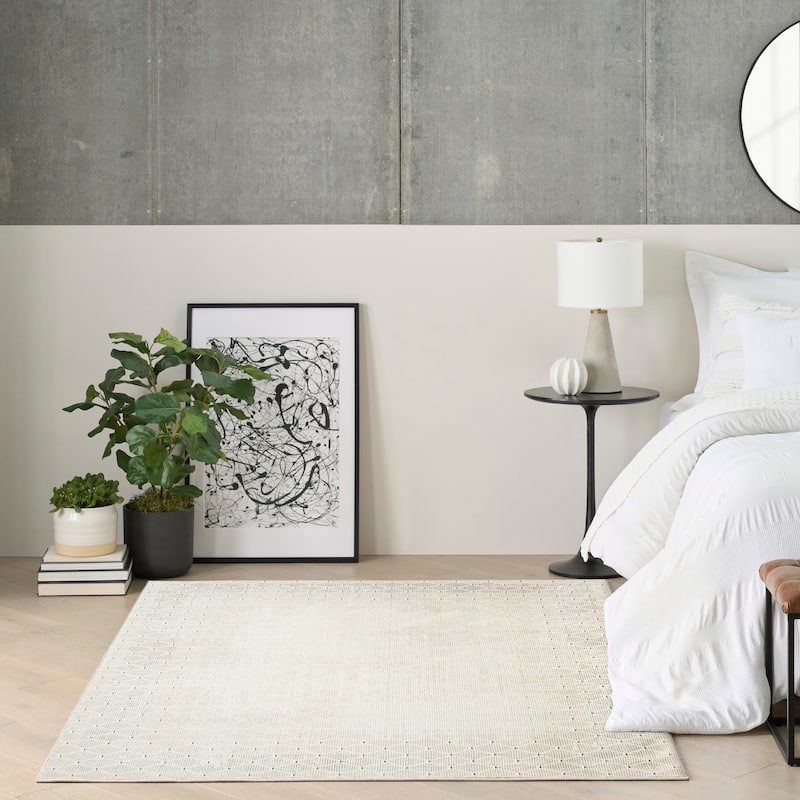 DKNY Grand Street Indoor only Cream / Ivory Geometric Area Rug - Ivory - 5'3" x 7'3"