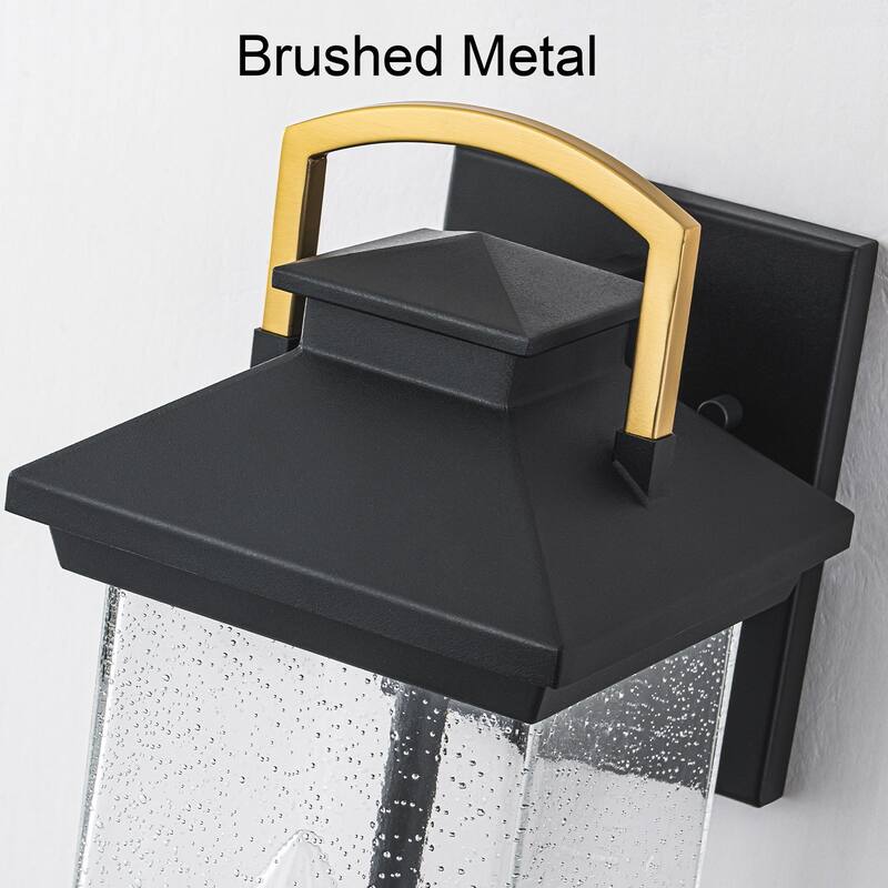 2-Light Outdoor Wall Lantern Sconce with Seeded Glass