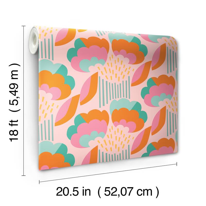 Megan Carter Retro Esme Pink Peel and Stick Wallpaper