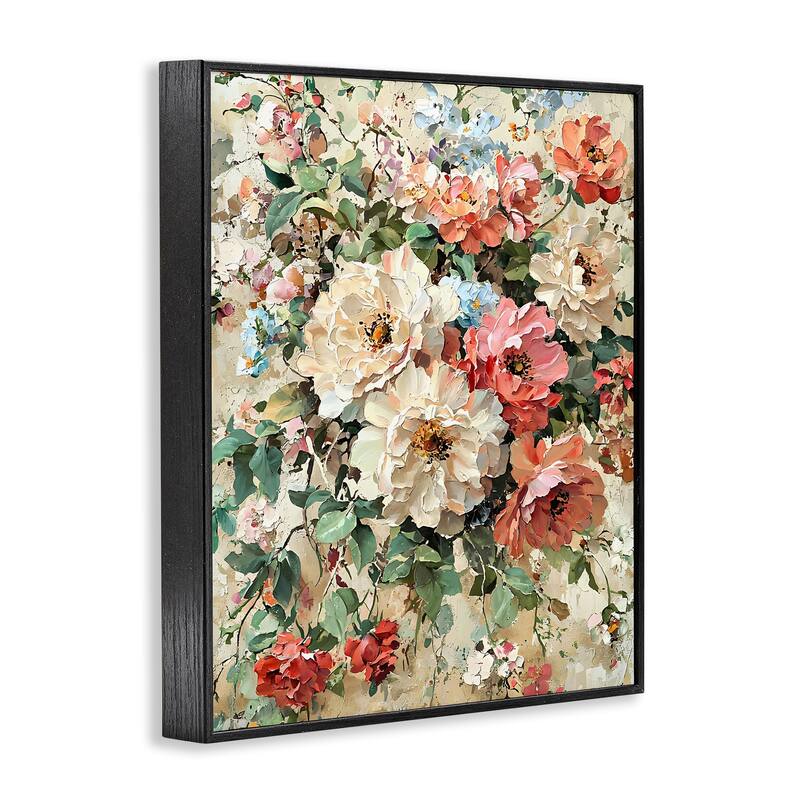 Stupell Aged Abstract Flowers Framed Giclee Art Design By Franklyn Gregory