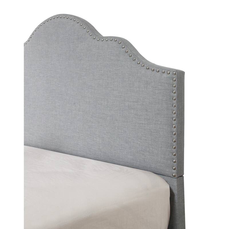 Full Size Gray Upholstered Bed Frame with Transitional Style