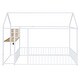 preview thumbnail 3 of 16, Full Size Metal Bed House Bed Frame with Desk, Shelves, Power Outlets and USB Ports, White