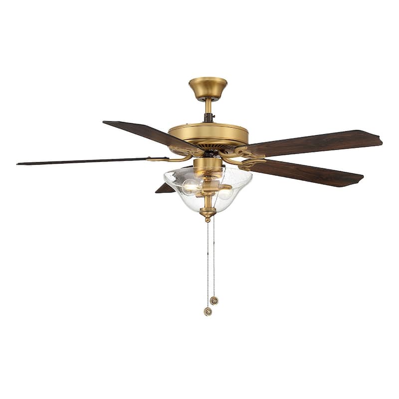 Meridian M2019 52" 5 Blade Indoor Ceiling Fan - Natural Brass