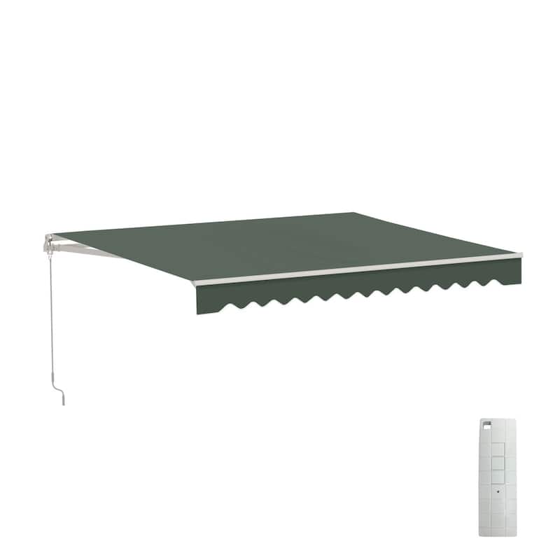 ALEKO Caribbean Motorized Patio Awning - White Frame - Forest Green - 12 x 10 Feet