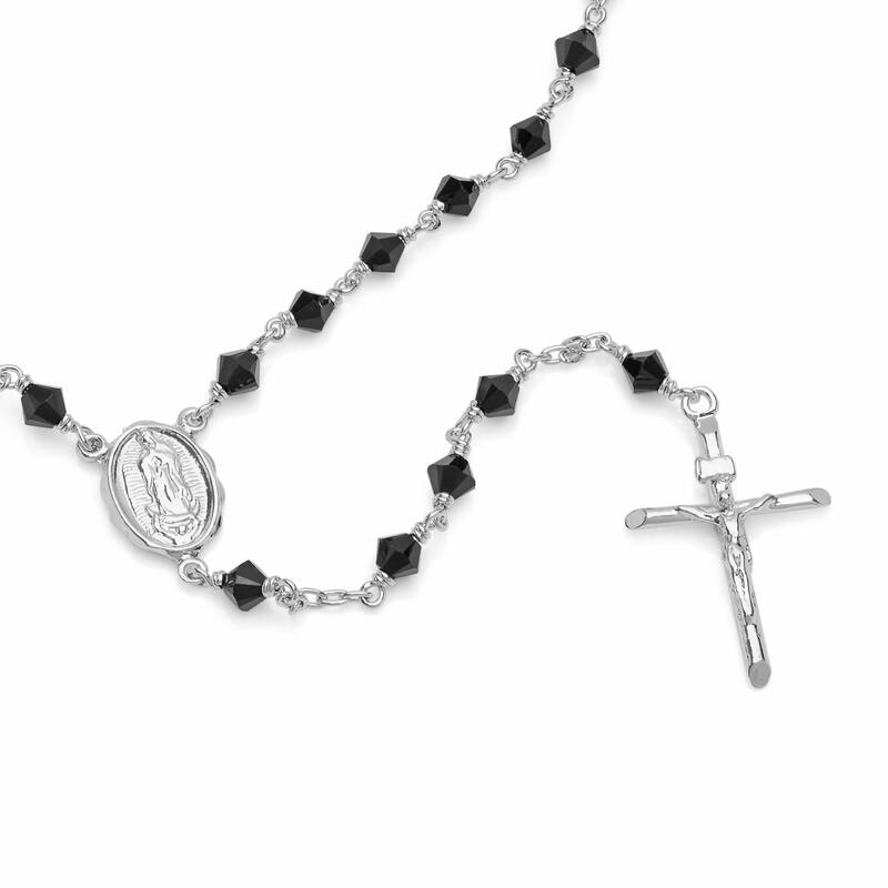 Platinum or Gold Plated Sterling Silver Rosary Made With Austrian Crystals by Roberto Martinez