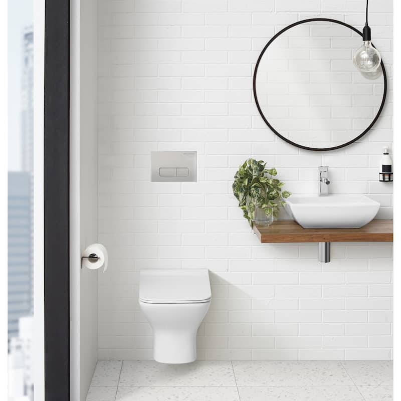 Wall Mount Dual Flush Actuator Plate With Rectangle Push Buttons In Matte Chrome - 9.65" x 6.5" 0.5" - 9.65" x 6.5" 0.5" - Satin gray
