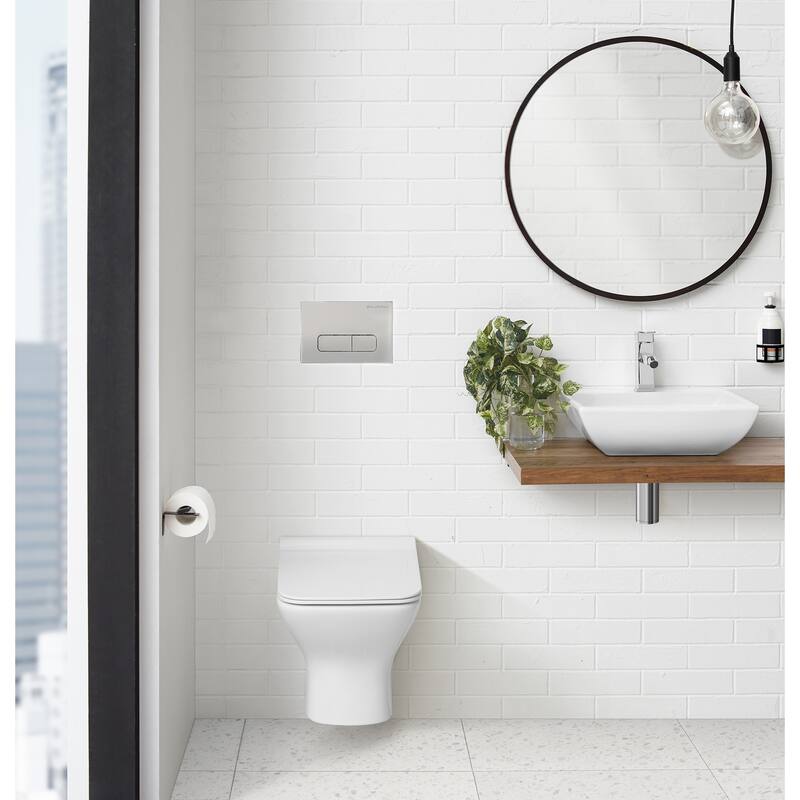 Wall Mount Dual Flush Actuator Plate with Rectangle Push Buttons - Matte Chrome