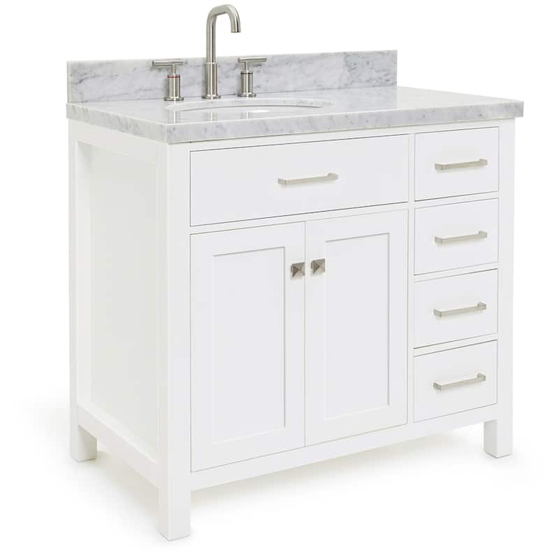 Ariel H037SLCWOVO Bristol 36" Thick Carrara Marble Vanity Top