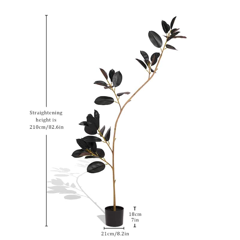 GDFStudio - Lysandra 6.9ft Artificial Rubber Tree with Real-Touch Leaves and Modular UV-Resistant Branches