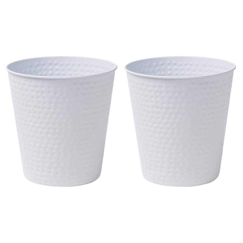 happimess Axel Modern Minimalist Hammered Steel 2-Gallon Wastebasket - Matte White - Set of 2