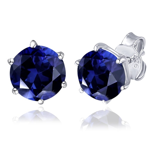 Multi Color Gemstones Sterling Silver Round Stud Earring By Orchid Jewelry. Opens flyout.