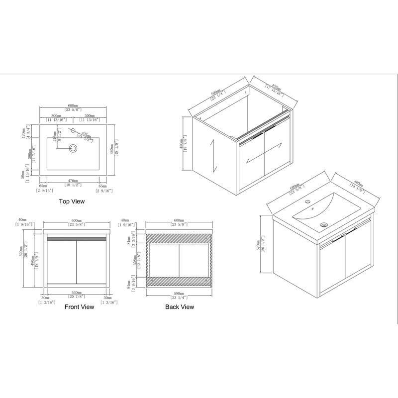 Beingnext 24"/30"/48" Bathroom Vanity with Sink, Floating Bathroom Vanity With Soft Close Door
