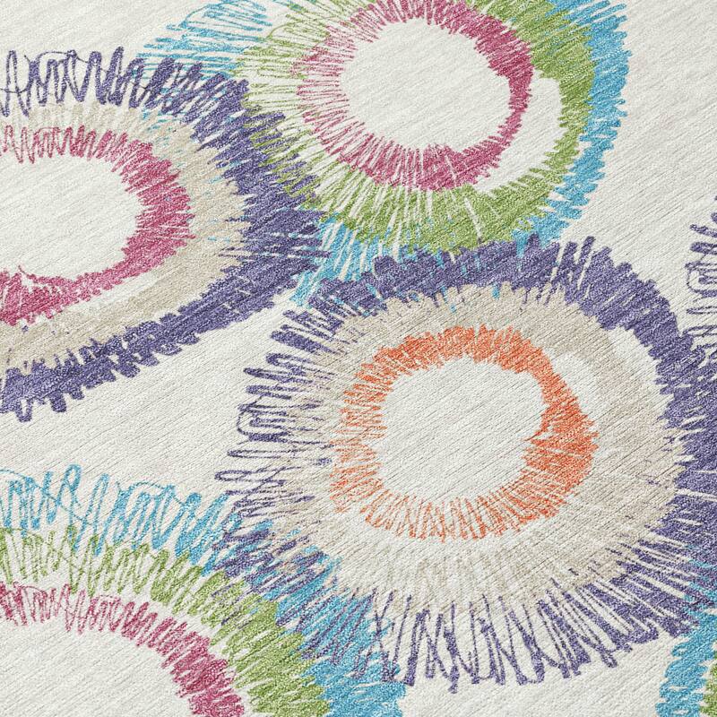 Machine Washable Indoor/ Outdoor Modern Spikey Chantille Rug