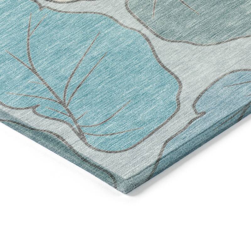 Machine Washable Indoor/ Outdoor Contemporary Floral Chantille Rug