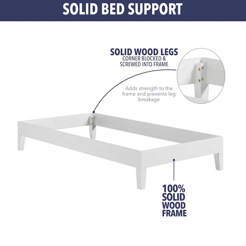 Solid Wood Twin Platform Bed with Storage Space and Floor Protection