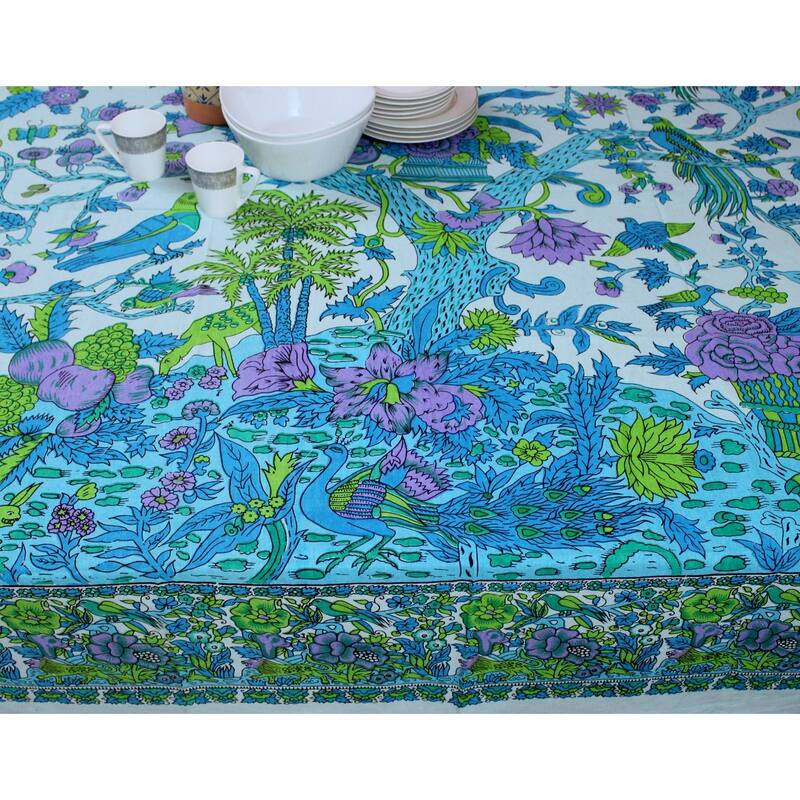 Vibrant Cotton Floral Tree Of Life Tablecloth Collection