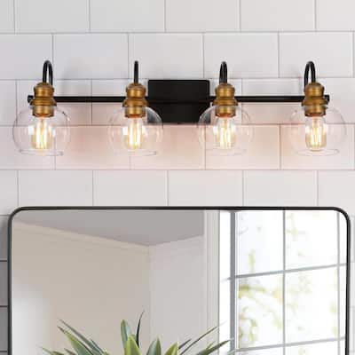 Olia Modern 4-Light Brushed Gold Bathroom Vanity Light Linear Wall Sconces