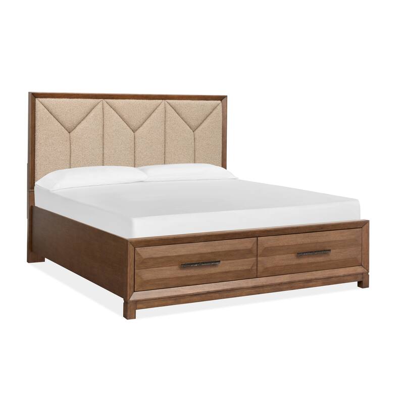 Magnussen Home Callisto Bourbon Brown Upholstered Panel Storage Bed - King
