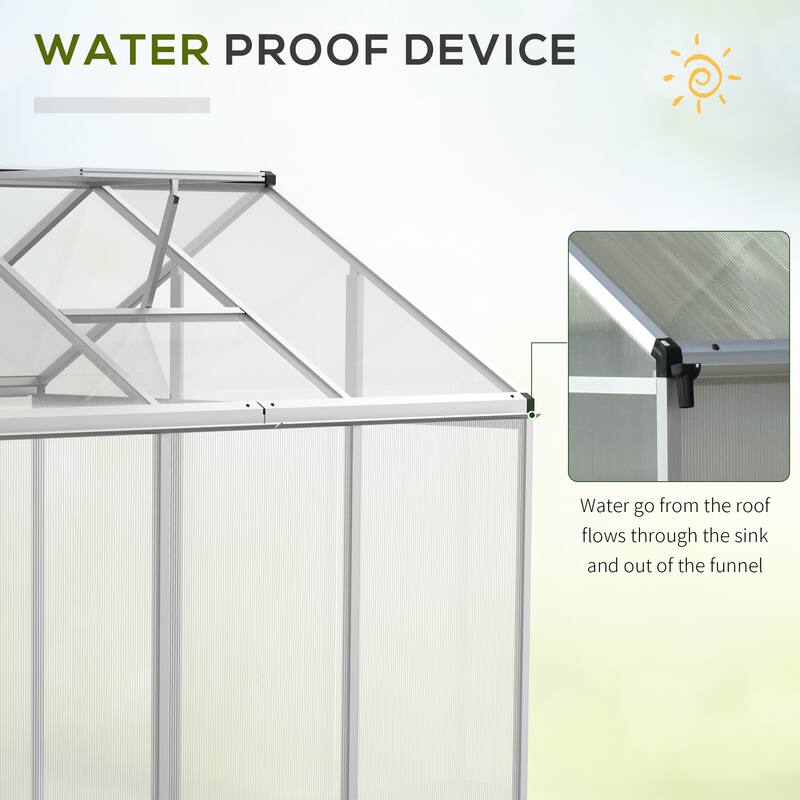 Outsunny 6' L x 6' W Polycarbonate Walk-In Greenhouse with Rooftop Vent & UV-Resistant Walls
