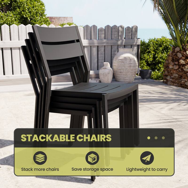 Crestlive Products 9-Piece Outdoor Dining Set Expandable Rectangular Table and Stackable Chairs