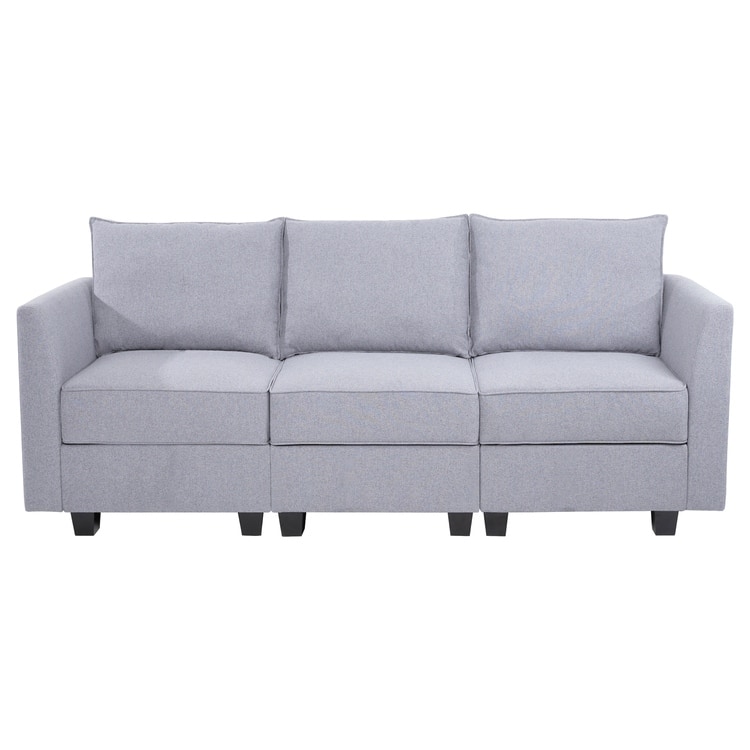 Modular 3 Piece Sofa with Soft Comfortable Seating Linen Sofa Couch with Sturdy Wooden Frame Ideal for Small Spaces
