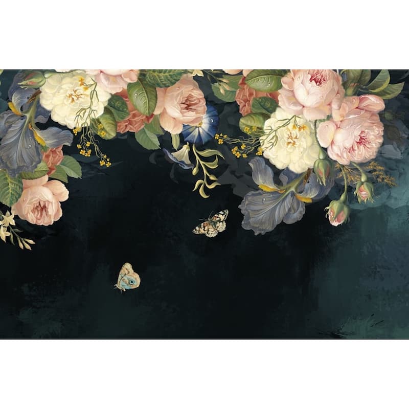 GK Wall Design Dark Floral Pink Peony Flower Removable Wallpaper