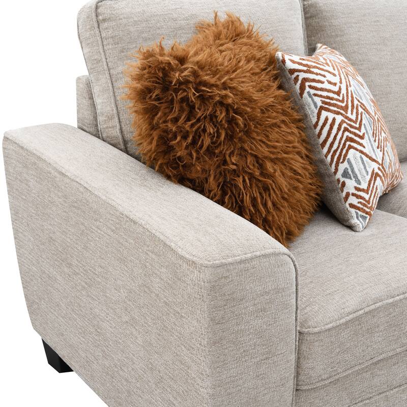 Furniture of America Maevy Chenille Loveseat with Accent Pillows