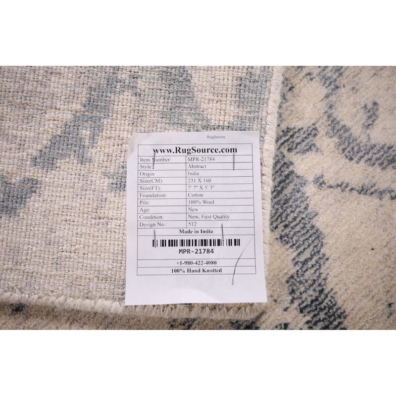 Abstract Modern Area Rug Hand-Knotted Wool Carpet - 5'3"x 7'7"