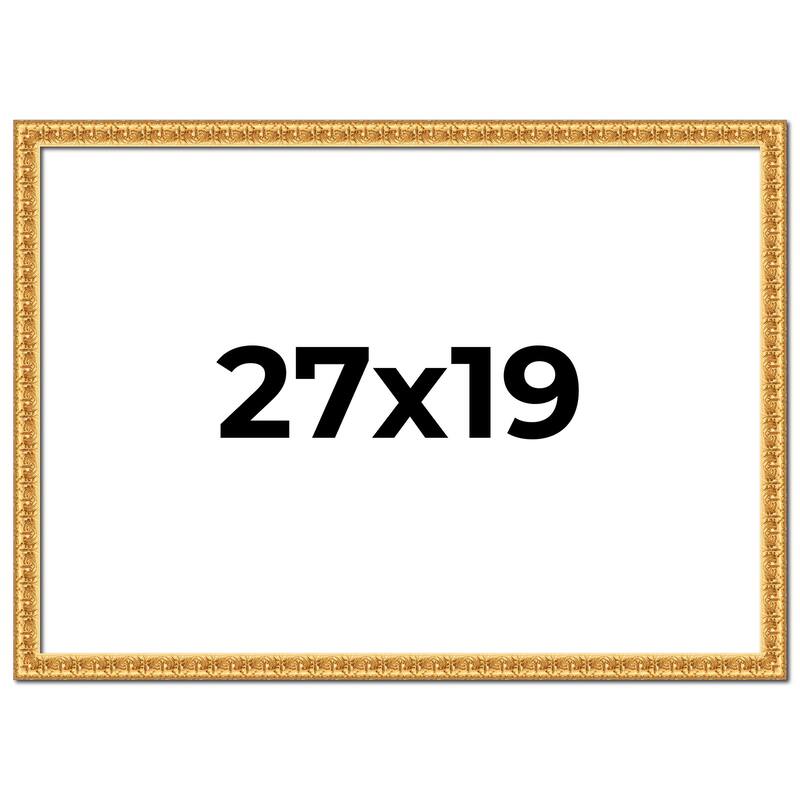 27x19 Frame Gold Real Wood Picture Frame Width 1 inches | Interior
