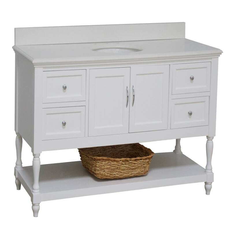 KitchenBathCollection Beverly 48" Bathroom Vanity with Quartz Top