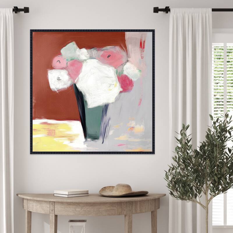 Red Radiance No. 1 by Mona Grace (30 x 30 in.), Framed Canvas Wall Art Print