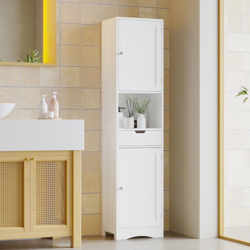 67"Tall Bathroom Cabinet, Storage Cabinet with 2 Doors & 1 Drawer, Narrow Bathroom Storage Cabinets with Adjustable Shelves
