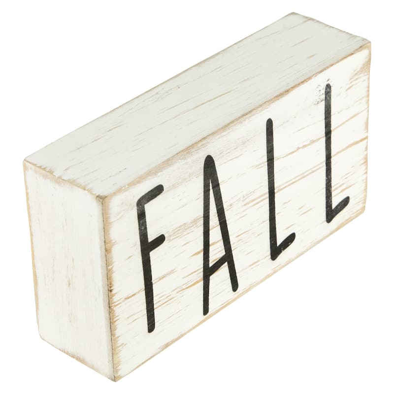 6" White Washed Wood Autumn Harvest Fall Sign