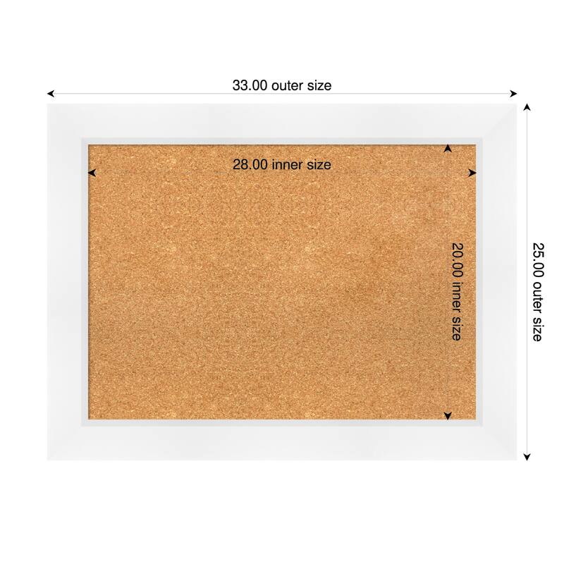 Sloped White Framed Cork Board - Bulletin Board, Organization Board, Pin Board - Natural - 33 x 25 in