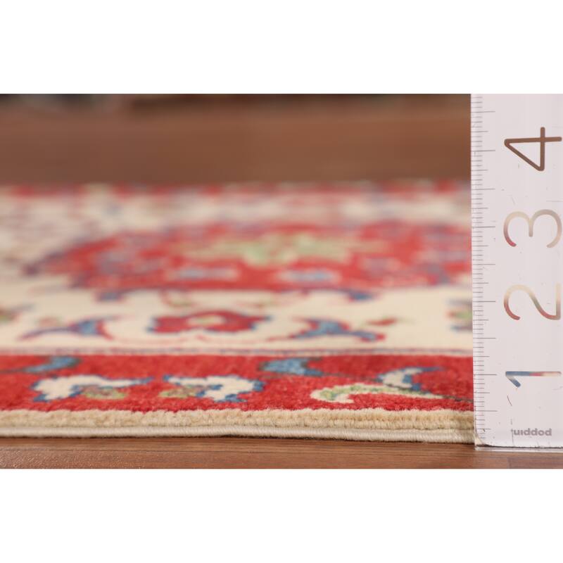 Traditional Kazak Accent Rug Hand-Knotted Floral Wool Carpet - 2'9" x 4'0"