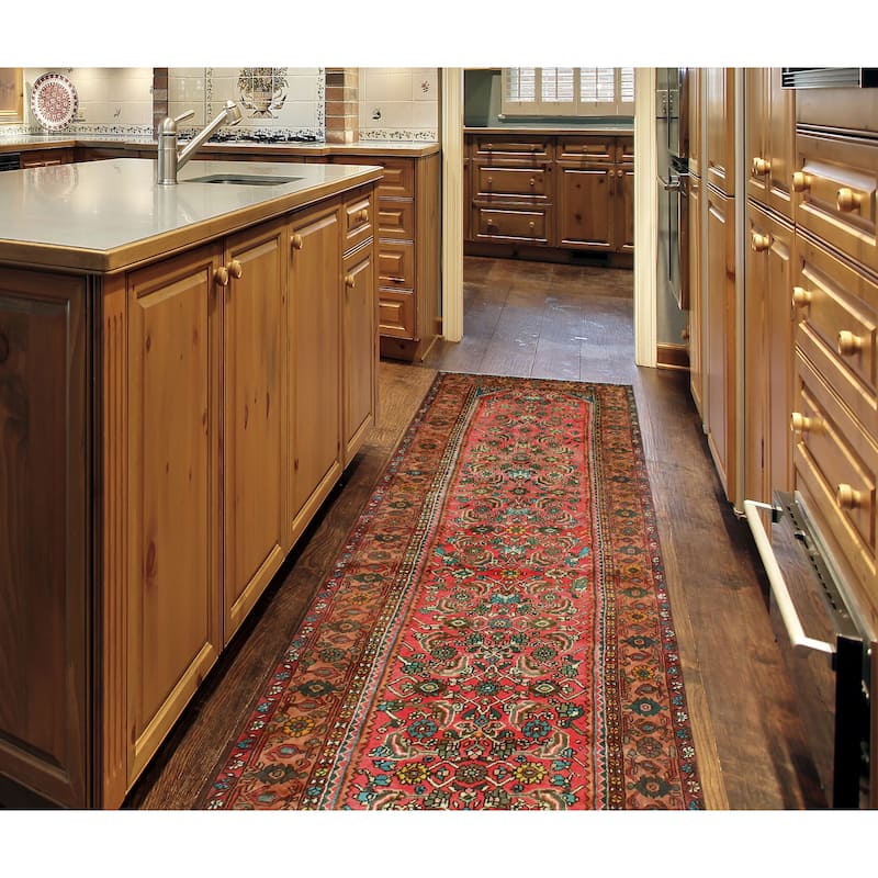 Noori Rug Fine Vintage Distressed Dorsey Red/Brown Runner - 3'5" x 10'0"