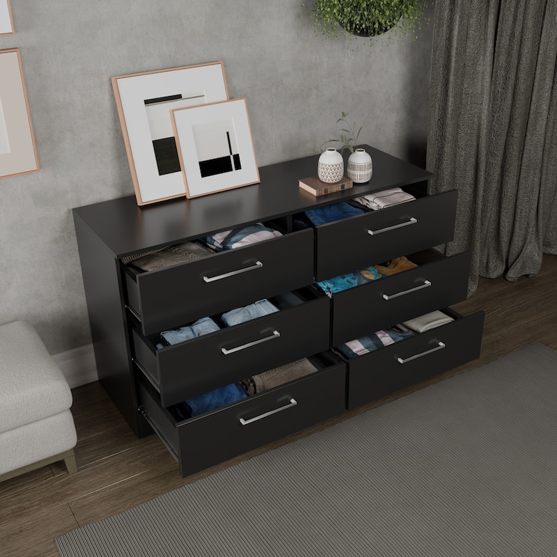 Kappesberg Sofia 50"W 6-Drawer Horizontal Dresser – Modern Bedroom Storage