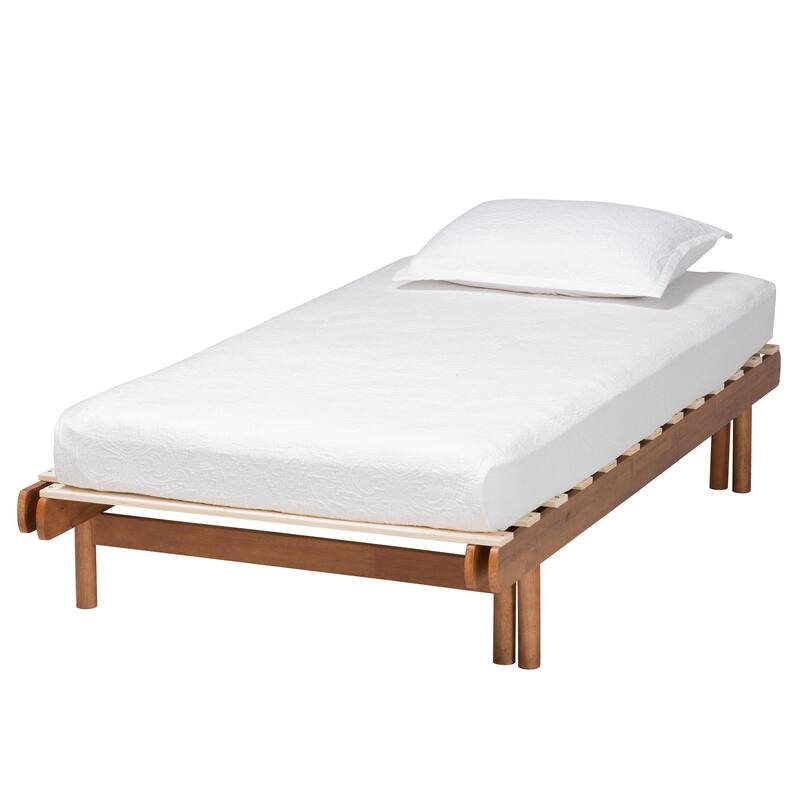 Bolivia Mid-Century Modern Walnut Brown Wood Expandable Twin to King Bed Frame - Twin