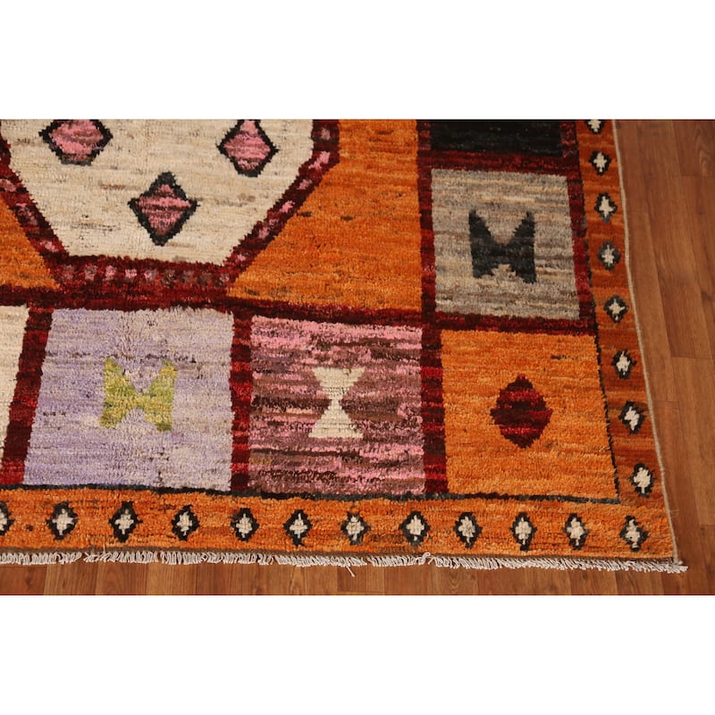 Tribal Geometric Moroccan Area Rug Handmade Oriental Wool Carpet - 6'8" x 9'7"