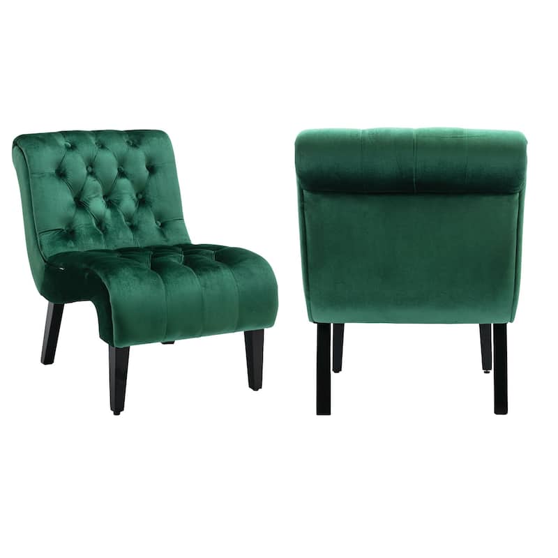 Modern Velvet Armless Living Room Chairs Set of 2