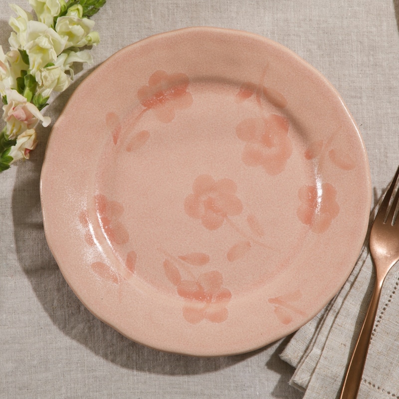 Bloomhouse Hand Painted 8.6 Inch Salad Plates Set of 4 Porto Petals Floral Dessert Plates