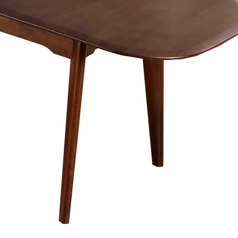 Furniture of America Abigail VII Mid-Century Modern 7-Piece Rich Walnut Solid Wood 79-inch Extendable Dining Set