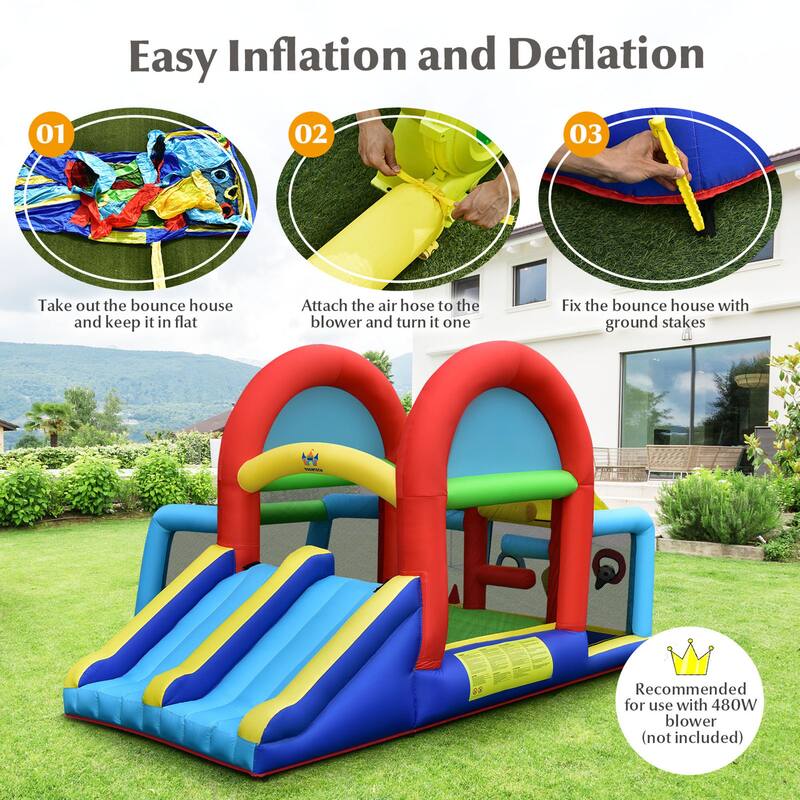 Gymax Kids Inflatable Bounce House Bouncer Castle w/ Double Slides