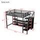preview thumbnail 6 of 26, Full Size High Metal Loft Bed Frame with Entertainment TV Stand, Shelves, LED Light Strip, Charging Station, Staircase Wardrobe